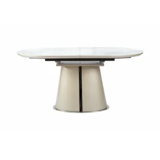 Masa Extensibila Bern 160-200x90x76 h cm, Blat Ceramic + MDF, Alb Marmura/Beige