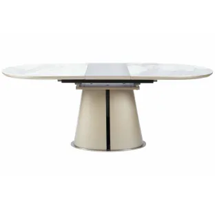 Masa Extensibila Bern 160-200x90x76 h cm, Blat Ceramic + MDF, Alb Marmura/Beige