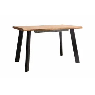 Masa Extensibila Kaari, 120-180x80x75 h cm, Picior Metalic, Blat MDF 4 cm Grosime, Negru/Stejar Inchis