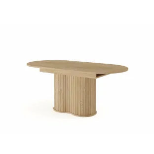 Masa Extensibila Lovi, Deschidere Sincronizata, 180-220x90x76 h cm, Front Riflaj, Natur