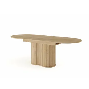 Masa Extensibila Lovi, Deschidere Sincronizata, 180-220x90x76 h cm, Front Riflaj, Natur