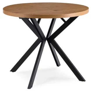 Masa Extensibila Lumos, 90-140-190x90x75,5 h cm, Metal/MDF, Negru/Stejar Auriu