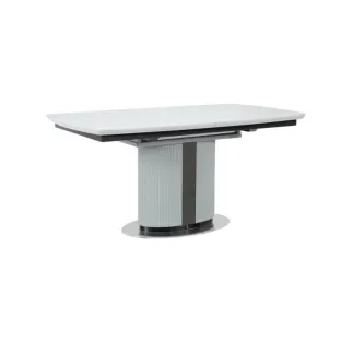 Masa Extensibila Maldon 160-220x90x76 h cm, Blat Ceramic + MDF, Alb Marmura/Gri