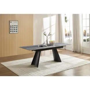 Masa Extensibila Mirabelle, 160-220x90x75 cm, Metal/Piatra Sinterizata, Gri Tip Piatra/Negru