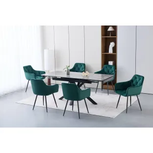 Masa Extensibila Mirage, 130-190x80x76 h cm, Picior Metalic, Blat Ceramic, Gri Lucios