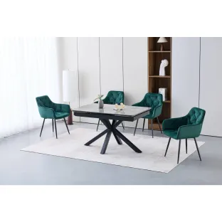 Masa Extensibila Mirage, 130-190x80x76 h cm, Picior Metalic, Blat Ceramic, Gri Lucios