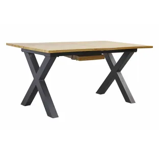 Masa Extensibila Oaken, 180-220x90x76 h cm, Picior Metalic, Blat MDF, Negru/Stejar