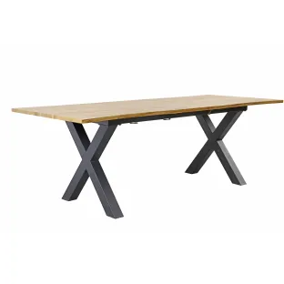 Masa Extensibila Oaken, 180-220x90x76 h cm, Picior Metalic, Blat MDF, Negru/Stejar