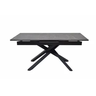 Masă extensibilă ORION 160–200×90×76 cm, Structura Metalica/Blat Pal Melaminat, Negru/Negru Piatra