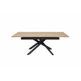 Masă extensibilă ORION 160–200×90×76 cm, Structura Metalica/Blat Pal Melaminat, Negru/Stejar