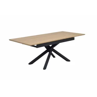 Masă extensibilă ORION 160–200×90×76 cm, Structura Metalica/Blat Pal Melaminat, Negru/Stejar