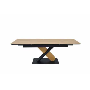 Masa Extensibila Quadra, 160-220x90x75 h cm, Structrua Metalica/Blat Pal Melaminat 25 mm, Negru/Stejar