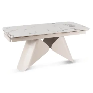 Masa Extensibila Vasai 160-240-x90x77 cm, Metal/Ceramica, Casmir/Alb Marmura