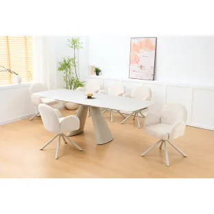 Masa Extensibila Volare, 165-240x90x76 cm, Metal/Piatra Sinterizata, Gri Deschis cu Beige Nisip