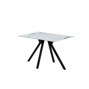 Masa Galaxy, 120x80x75 H cm, Blat Ceramic, Negru/Alb Marmura