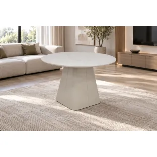 Masa Living Forge Ø120x76 cm, Baza Metalica/Blat Pal Melaminat, Bej