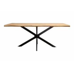 Masa Mikado, 180x90x75 h cm, Picior Metalic, Blat MDF 4 cm Grosime, Negru/Stejar