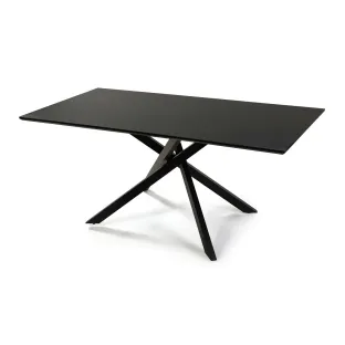 Masa Neross, 180x90x76 h cm, Metal/MDF, Negru/Negru