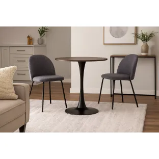 Masa Rotunda Orbis, Ø100 cm, Metal/MDF, Negru/Stejar Inchis