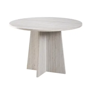Masa Rotunda RONDE,  Ø110 cm, MDF, Alb Travertin