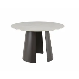 Masă rotundă RUEL Ø120 × 75 cm – blat bej si baza metalica maro
