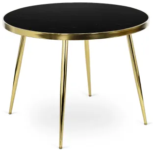 Masa Rotunda Togo, Ø100x75 h cm, Metal/Sticla, Auriu/Negru