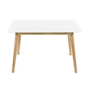 Masa Scandinavia, 120x70x75 H cm, Picioare Lemn, Blat MDF, Natur/Alb