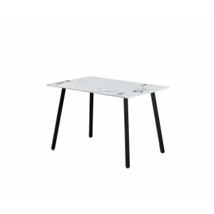 Masa Thor, 120x80x75 H cm, Blat Ceramic, Negru/Alb Marmura