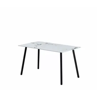 Masa Thor, 140x80x75 H cm, Blat Ceramic, Negru/Alb Marmura