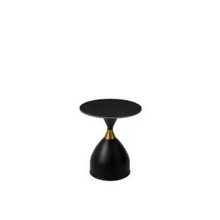 Masuta de Cafea Lumea, Ø50x56 cm, Metal/Piatra Sinterizata, Neagra