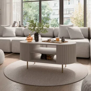 Masuta de Cafea Ovalio, TYP 200  100x52x45 h cm, Pal Melaminat/MDF, Beige Nisip