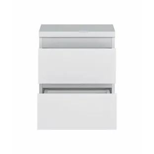 Noptiera Fribo FRIK05 cu 2 Sertare, 40x40x51.8 h cm, Pal Melaminat, Alb Alpin