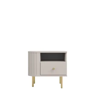 Noptiera Ovalio, 48x41x45 h cm, Pal Melaminat/MDF, Beige Nisip
