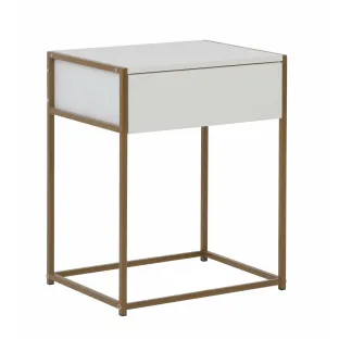 Noptiera Snoa 40x30x50 h cm, Metal/Pal Melaminat, Auriu/Alb