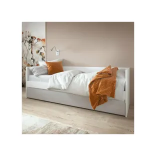 Pat Pentru Copii Flexi FLXZ01 90CM, Pal Melaminat, Alb Alpin/Gri Billbergia