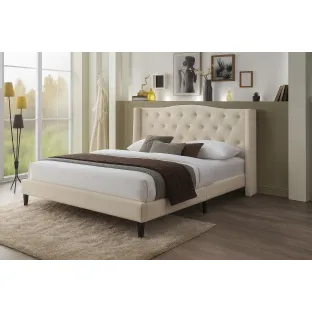 Pat Tapitat Elite, Stil Chesterfield, 160x200 cm, Catifea Beige Deschis