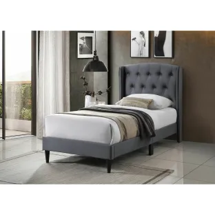 Pat Tapitat Elite, Stil Chesterfield, 90x200 cm, Catifea Gri