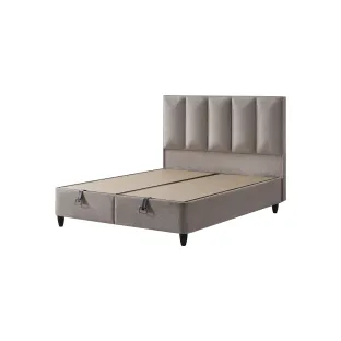 Pat Tapitat Harmony Cu Somiera Rabatabila, 160x200 cm, Stofa Beige