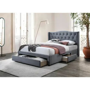 Pat Tapitat Marlo, Stil Chesterfield, 180x200 cm, Catifea Gri