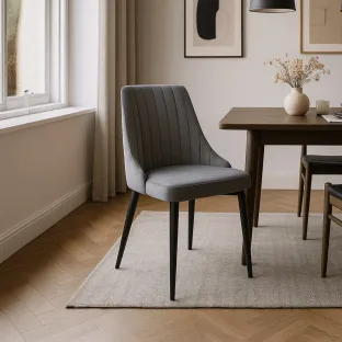 Scaun Badu, 53x59x87 H CM, Structura metalica, Gri/Negru