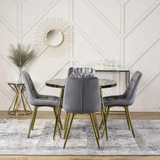 Scaun Cronos, 49x57x89 H CM, Structura metalica, Gri/Auriu