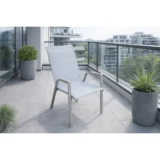Scaun de Gradina/Terasa Sessio, 54.5x72x92 cm, Metal+Textilen+Lemn Stratificat, Camel