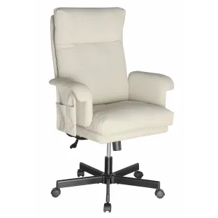 Scaun Ergonomic Velin, 74x73x107-116 CM, Baza metalica, Stofa, Crem