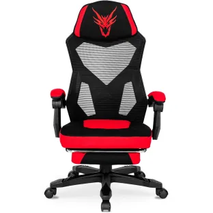 Scaun Gaming Bartali, Suport pentru Picioare, 62x75x106-116 h cm, Negru/Rosu