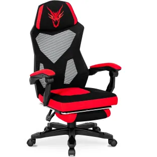 Scaun Gaming Bartali, Suport pentru Picioare, 62x75x106-116 h cm, Negru/Rosu