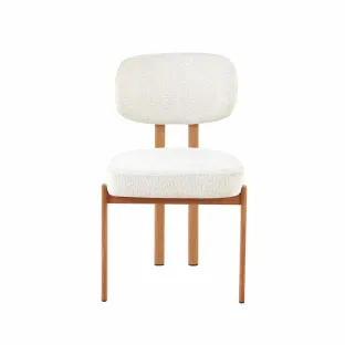 Scaun Living Ivoire B, 56.5x55.5x84.5 h cm,  Picior Metalic Light Wood, Stofa Beige