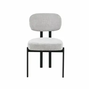 Scaun Living Ivoire C, 56.5x55.5x84.5 h cm,  Picior Metalic Negru, Stofa Gri