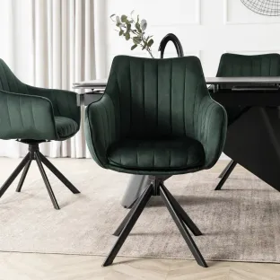 Scaun Makati, 62x52x89 cm, Functie Rotire, Structura Metalica, Catifea Verde