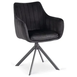 Scaun Makati, 62x52x89 cm, Functie Rotire, Structura Metalica, Catifea Neagra