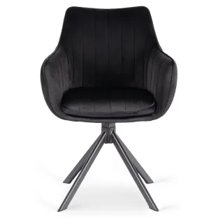 Scaun Makati, 62x52x89 cm, Functie Rotire, Structura Metalica, Catifea Neagra